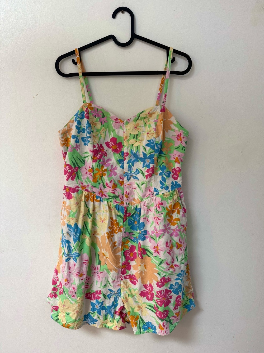OLD NAVY linen blend floral fit & flare jumper size M